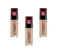 L'Oréal Paris Fond de Teint Fluide Infaillible 24h Fresh Wear - Tous Types de Peaux - 145 Beige Rosé, Lot de 3 (3 x 30 ml)