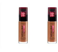 L'Oréal Paris - Fond de Teint Fluide Infaillible 32h Fresh Wear - Tous Types de Peau - 340D Cuivre (Lot de 2)