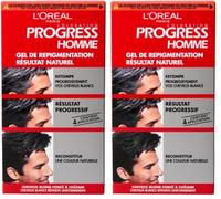 L'Oréal Paris - Gel de Repigmentation Sans Ammoniaque - Coloration des Cheveux Blancs pour Hommes - Résultat Naturel sur Tous Types de Cheveux - Contient 4 Applications - Progress Homme (Lot de 2)