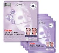 L'Oréal Paris Glass Skin Hydrogel 4 boîtes de masques, pour une peau repulpée et lumineuse, hydratant & lissant, [avec acide hyaluronique], Revitalift Filler, Pack avantage, 100g