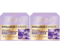 L'Oréal Paris Hyaluron Experte Crème de nuit et masque facial avec deux types d'acide hyaluronique pour peau rembourrée et hydratée, 50 ml (Lot de 2)