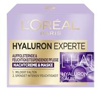 L'Oréal Paris Hyaluron Experte Crème de nuit et masque facial avec deux types d'acide hyaluronique pour peau rembourrée et hydratée, 50 ml