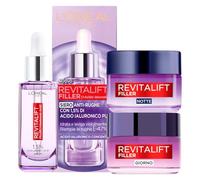 L'Oréal Paris Kit Revitalift Filler Sérum Anti-Rides Volumisant Hydratant de 30ml + Soin Anti-Âge Rehaussant de 50ml + Soin Nuit Visage Revolumisant avec Acide Hyaluronique de 50ml