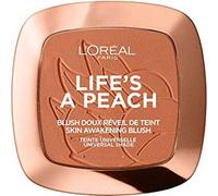 L'Oreal Paris Life's a Peach Blusher Compact Powder Blush Peachy Beige Shade with Mirror and Brush - Scented Buildable Formula