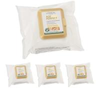 L'Oréal Paris - Lingettes Démaquillantes Visage & Yeux - Défroissantes & Défatiguantes - Enrichies en Pro-Calcium & Huile d'Amande Douce - Peaux Matures - Age Perfect - Pack de 25 (Lot de 4)