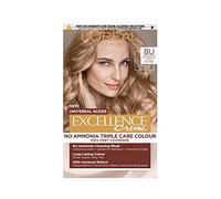 L'Oreal Paris L'Oréal Excellence Crème Colorante Permanente pour Cheveux, Couverture 100% Gris, Avec Pro-Kératine + Sans Ammoniaque, Nus Universels, Blond Clair 8U