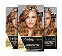 L'Oréal Paris Lot de 3 colorations permanentes pour cheveux avec coloration et baume nourrissant 7.3 Blond caramel