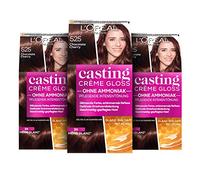 L'Oréal Paris Lot de 3 colorations sans ammoniaque et sans silicone - Coloration intense avec baume brillant - Crème Gloss - Coloration capillaire - N°525 Chocolate Cherry (marron)