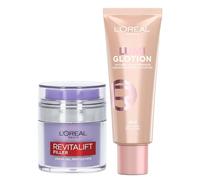 L'Oréal Paris Lumi Glotion Gel liquide éclaircissant et hydratant pour le visage et le corps, teinte 902 Light Glow 40 ml + Crème visage Revitalift Filler à l'acide hyaluronique 50 ml
