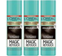 L'Oréal Paris Magic Retouch - Lot de 3 sprays de masquage pour racines - Brun froid - Pour des transitions continues et naturelles - Masque les racines jusqu'au prochain lavage des cheveux - 3 x 90 ml