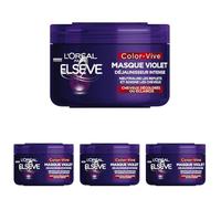 L'Oréal Paris - Masque Violet Déjaunisseur Intense - Pour Cheveux Décolorés ou Éclaircis - Neutralisation des Reflets Jaunes & Orangés - Elseve Color-Vive - 250 ml (Lot de 4)
