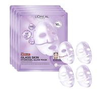 L'Oréal Paris - Masque Visage Hydrogel Éclat, Hydratation Intense, Effet Repulpant à l'Acide Hyaluronique, Inspiré de la Skincare Coréenne - Lot de 4 - Revitalift Filler Glass Skin