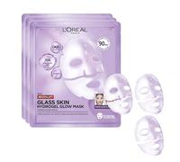 L'Oréal Paris - Masque Visage Hydrogel Éclat, Hydratation Intense, Effet Repulpant à l'Acide Hyaluronique, Inspiré de la Beauté Coréenne - Lot de 3 - Revitalift Filler Glass Skin