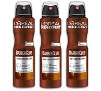 L'Oréal Paris Men Expert Barber Club Lot de 3 déodorants en spray anti-transpirant au parfum boisé 34 x 150 ml