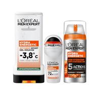 L'Oréal Paris Men Expert Hydra Energetic Kit Anti-Fatigue 100ml 300ml 50ml | Guarana Vitamine C, Combat 5 signes fatigue, Protection 72h odeurs, Gel-crème ultra léger, Testé sportifs