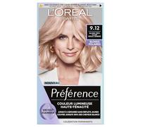 L'Oréal Paris Préférence Coloration Permanente Blond Cendré Perlé 9.12 | Soin violet déjaunisseur, Huile brillance fleurs précieuses, Couvre 100% cheveux blancs, Tenue 6 semaines