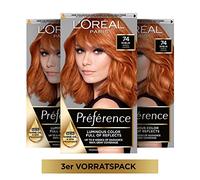 L'Oréal Paris Préférence Lot de 3 colorations permanentes pour cheveux avec coloration et baume nourrissant 7,4 blond cuivré