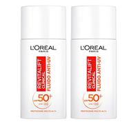 L'Oréal Paris Revitalift Clinical Fluide Anti-UV Visage SPF 50+ Protection Solaire avec Technologie Netlock Formule avec Vitamine C Action Antioxydante et Anti Age Texture Légère Ultra - 2 flacons de