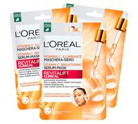 L'Oréal Paris Revitalift Clinical Masque Sérum Hydratant en Tissu pour Visage à la Vitamine C Éclaircissante - 3 Masques à Usage Unique