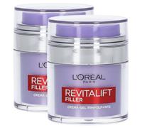 L'Oréal Paris Revitalift Filler Crème Gel Visage Repulpant avec Acide Hyaluronique Nourrissant et Hydratant Texture Légère pour tous les types de Peau - 2 bocaux de 50 ml
