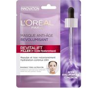 L'Oréal Paris - Masque Tissu Visage au Sérum Anti-Rides Revolumisant - Hydratation 24H - Anti-Age & Repulpant - À l'Acide Hyaluronique Pur - Coton Japonais Ultra-Fin - Revitalift Filler - 28 g
