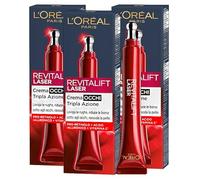 L'Oréal Paris Revitalift Laser X3 Contour des Yeux Crème Anti-Rides Traitement Concentré Action Drainante Rédensifiante Formule avec Acide Hyaluronique et Pro-Xylane Effet Anti Âge - 3 Flacons de 15