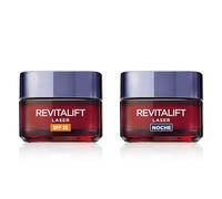 L'Oréal Paris Revitalift Laser Set crème de jour avec protection solaire SPF 25 et crème de nuit anti-âge, triple action et anti-rides, 50 ml chacune