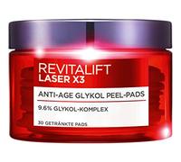 L'Oréal Paris Revitalift Laser X3 Lot de 30 compresses exfoliantes anti-âge au glycol avec acide glycolique à haute dose, réduit les rides et assure une peau uniforme