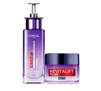 L'Oréal Paris Revitalift Filler Sérum Visage Action Raffermissante + Revitalift Filler Crème de Nuit Anti-Rides - 2 Traitements à l'Acide Hyaluronique