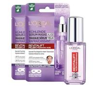 L'Oréal Paris - Rituel Soins Yeux Anti-Rides - À l'Acide Hyaluronique & Caféine - 1x Sérum à Applicateur Roller Triple-Bille (20 ml) & 2x Masques Tissu - Revitalift Filler