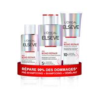 L'Oréal Paris - Routine Capillaire Réparatrice pour Cheveux Abîmés & Sur-Sollicités - Pré-Shampooing + Shampooing + Démêlant - Complexe à l'Acide Citrique - Elseve Pro Bond Repair - 3 Produits