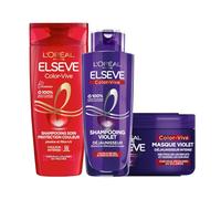 L'Oréal Paris - Routine de Soins Déjaunisseurs pour Cheveux Méchés, Blonds ou Blancs - Neutralisation des Reflets Indésirables - 3 Produits - Shampooing, Shampooing Violet & Masque - Elsève Color-Vive