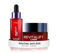 L'Oréal Paris - Routine Soin Anti-âge Raffermissante Triple Action - Crème de Jour 50ml - Sérum Correcteur 30ml - Acide Hyaluronique, Peptides/Pro-Rétinol, Vitamine C - Revitalift Laser X3