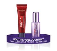 L'Oréal Paris Routine Yeux Jour & Nuit : Soin Correcteur Poches Instantané (15ml) pour le Matin + Sérum Anti-Rides Repulpant (20ml) pour le Soir - Effet Lift Immédiat et Traitement Hydratant Prof