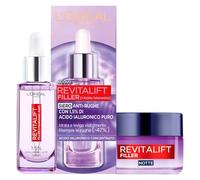 L'Oréal Paris Sérum Visage Revitalift Filler Action Repulpante + Crème Visage Soin Anti-Rides Volumateur Nuit - 2 Soins à l'Acide Hyaluronique