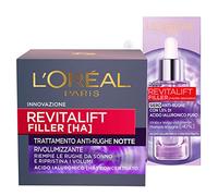 L'Oréal Paris Revitalift Filler Sérum Visage Action Raffermissante + Revitalift Filler Crème de Nuit Anti-Rides - 2 Traitements à l'Acide Hyaluronique