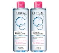 L'Oréal Paris Skin Expert Eau Micellaire Démaquillante Démaquillante Apaise Convient aux Peaux Sensibles Visage, Yeux et Lèvres Formule Sans Rinçage et Hypoallergénique 2 Flacons de 400 ml