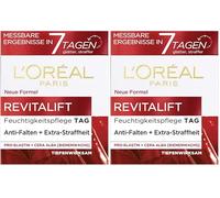 L'Oréal Paris Soin de jour Revitalift, soin du visage anti-âge, anti-rides et extra fermeté, pro-élastine et cire d'abeille, 50 ml (Lot de 2)