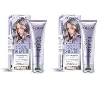 L'Oréal Paris - Soin Sublimateur de Gris - Déjaunit & Renforce la Fibre Capillaire - Cheveux Gris Foncés - Neutralise les Reflets Indésirables - Cool Silver - Couleur : Argent Satiné (Lot de 2)