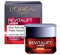 L'Oréal Paris - Soin Visage Anti-Âge FPS 25 - Crème de Jour Triple Action avec Protection UV - À l'Acide Hyaluronique, Pro-Rétinol & Vitamine C - Tous Types de Peaux - Revitalift Laser X3 - 50 ml