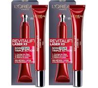 L'Oréal Paris - Soin Yeux Triple Action Anti-Âge - Anti-Rides & Multi-Correction - À l'Acide Hyaluronique & au Pro-Xylane - Pour Tous Types de Peaux - Revitalift Laser X3-15 mL (Lot de 2)