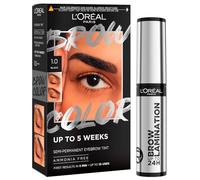L'Oréal Paris Teinture à sourcils pour un éclat Brow Color Gel de lamination professionnel Transparent + Plastification des sourcils Infallible 24h Brow Lamination Couleur 1.0 Noir