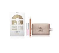 L'Oréal Paris Voyage Enchanté Coffret Cadeau Noël Gloss Plump Ambition Hyaluron Lip Oil Lèvres 101 Crystal Clear + Crayon Color Riche 236 Organza + Trousse de Toilette