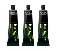 L'OREAL PROFESSIONNEL - Coloration D'Oxydation Permanente - Couvre 100% Des Cheveux Blancs - +48% De Brillance - Formule Végane - Sans Ammoniaque - iNOA Fondamentale : Blond Foncé Profond 6 - 3x60ml