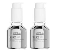 L'Oréal Professionnel - Lot de 2 - Soin Lissant Concentré SteamPod, Thermoprotecteur & Haute Résistance contre l'Humidité, Anti-Frisottis, Formule Anhydre Brevetée, Compatible avec Tout Lisseur, 50ml