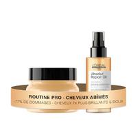 L'OREAL PROFESSIONNEL - Routine Pour Cheveux Abîmés - Absolut Repair - 77% de Dommages en Moins - Cheveux 7X Plus Brillants & Doux - Toucher Léger - Masque (250ml) + Huile (90ml)