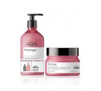 L'OREAL PROFESSIONNEL - Routine Pour Cheveux Longs & Cassants - Pro Longer - -69% de Casse & -31% de Fourches - Cheveux plus Forts et plus Brillants - Shampoing (500ml) + Masque (250ml)