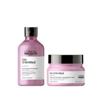 L'OREAL PROFESSIONNEL - Routine Pour Cheveux Rebelles & Indisciplinés - Liss Unlimited - Facilite le Lissage - Hydrate & Protège - Cheveux Doux, Souples & Légers - Shampoing (300ml) + Masque (250ml)