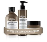 L'OREAL PROFESSIONNEL - Routine Pour Cheveux Très Abîmés - Absolut Repair Molecular - Répare & Adoucit - 3x + de Force & Trasformation Instantanée - Shampoing (300ml) + Masque (250ml) + Sérum (250ml)