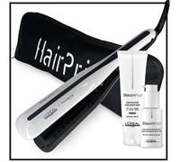 L'Oréal Professionnel Steampod 3.0 Fer Lisser Lisseur + Crème Cheveux Epais 150 ml + Serum + Trousse Rangement Plate Noire